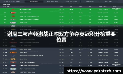 谢周三与卢顿激战正酣双方争夺英冠积分榜重要位置